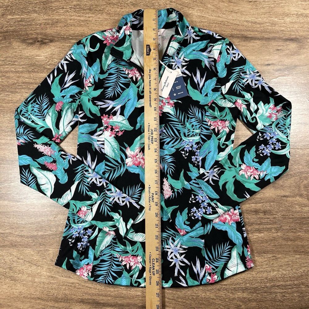 NWT TOMMY BAHAMA Golf Tennis S Long Sleeve Shirt 1/4 Zip Popover Top‎ TROPICAL - Picture 3 of 9